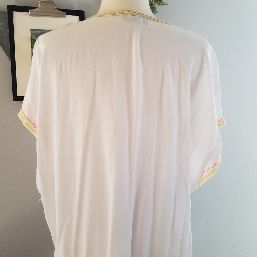 Skemo Embroidered Fringe Tunic Beach Swim Cover Up S - Picture 7 of 15